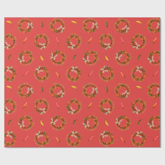 Chile Pepper Wreaths Festive Pattern Cadeaupapier (Vlak)