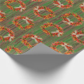 Chile Pepper Wreaths on Rustic Wood Pattern Cadeaupapier (Hoek)