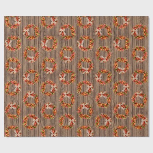 Chile Pepper Wreaths on Rustic Wood Pattern Cadeaupapier (Vlak)