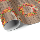 Chile Pepper Wreaths on Rustic Wood Pattern Cadeaupapier (Rol Hoek)