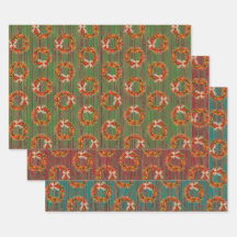 Chile Pepper Wreaths on Rustic Wood Pattern 