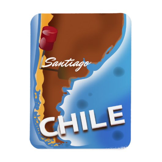 Chile santiago Oude Reisposter Magneet (Verticaal)