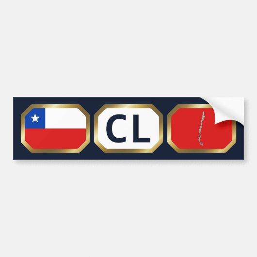 Chile Vlag Landkaart Code Bumpersticker (Voorkant)