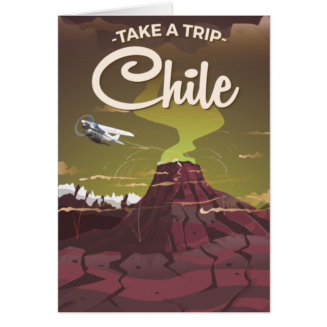 Chile vulkaan vintage reisposter (Voorkant)