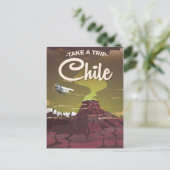Chile vulkaan vintage reisposter briefkaart (Staand voorkant)