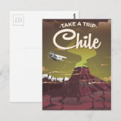 Chile vulkaan vintage reisposter briefkaart (Voorkant / Achterkant)