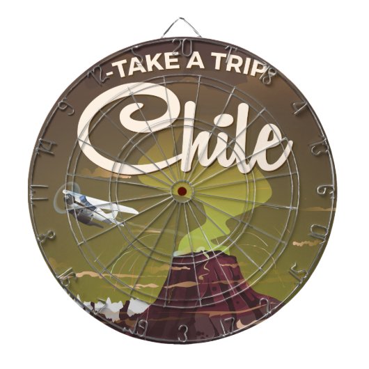 Chile vulkaan vintage reisposter dartbord (Voorkant)