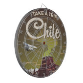 Chile vulkaan vintage reisposter dartbord (Voorkant Links)