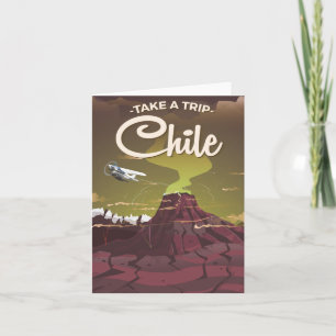 Chile vulkaan vintage reisposter feestdagen kaart