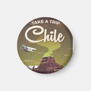 Chile vulkaan vintage reisposter magneet