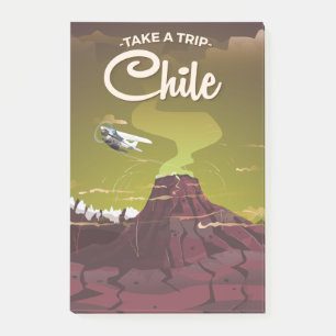 Chile vulkaan vintage reisposter post-it® notes