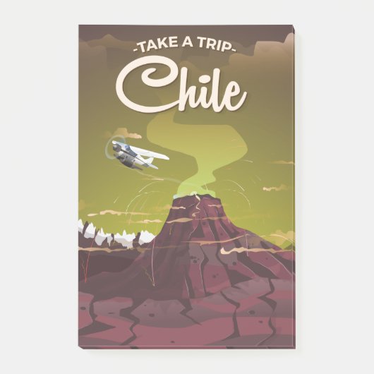 Chile vulkaan vintage reisposter post-it® notes (Voorkant)