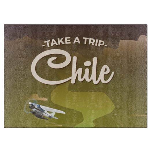 Chile vulkaan vintage reisposter snijplank (Voorkant)
