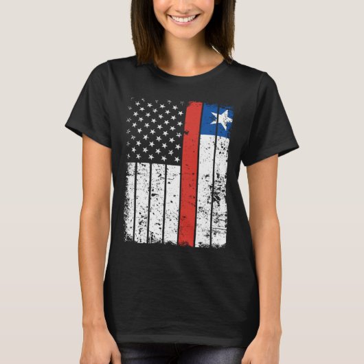 Chilean American Flag T-Shirt Pride Chile USA (Voorkant)