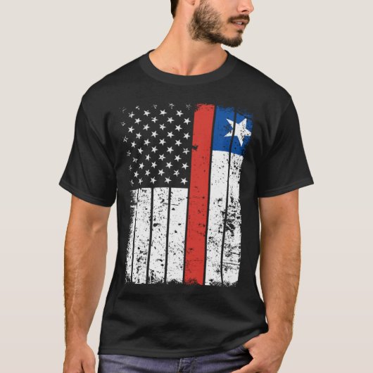 Chilean American Flag T-Shirt Pride Chile USA (Voorkant)