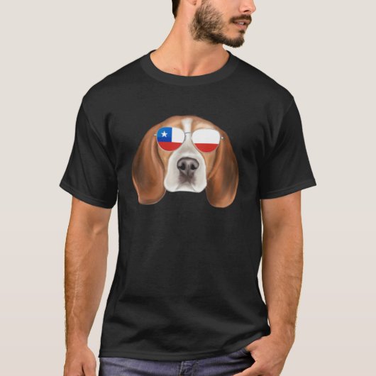 Chilean Flag Beagle Dog Chile Pocket T-shirt (Voorkant)