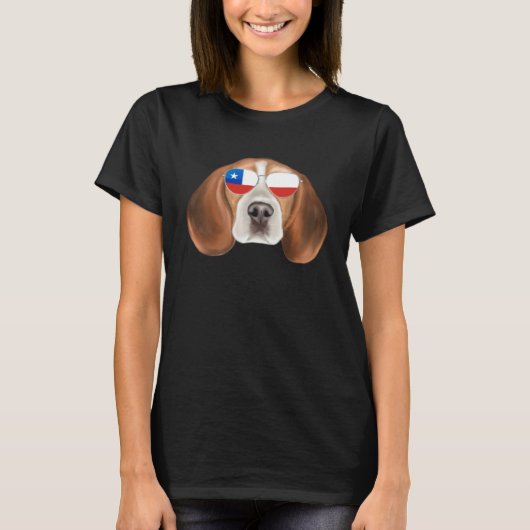 Chilean Flag Beagle Dog Chile Pocket T-shirt (Voorkant)