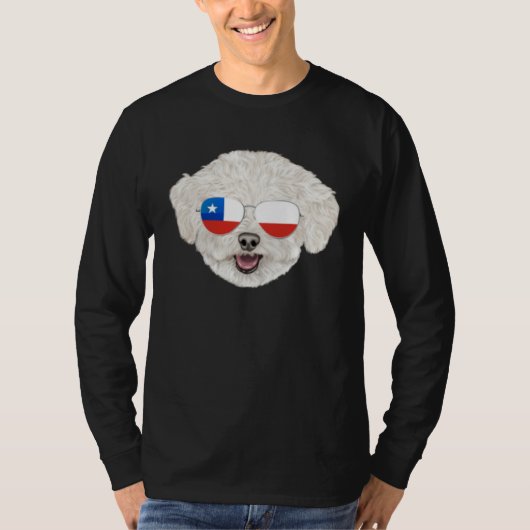 Chilean Flag Bichons Frise Dog Chile Pocket T-shirt (Voorkant)