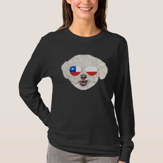 Chilean Flag Bichons Frise Dog Chile Pocket T-shirt (Voorkant)
