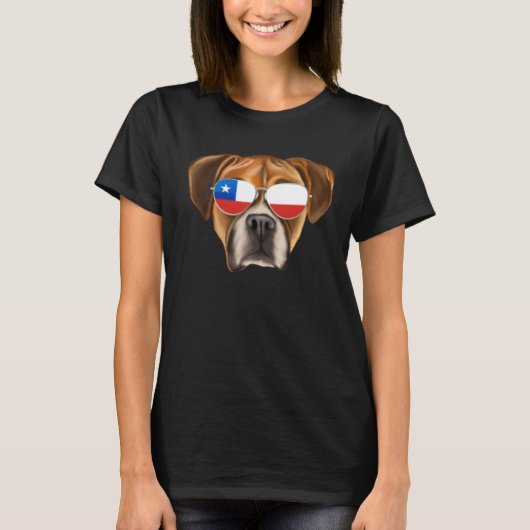 Chilean Flag Boxer Dog Chile Pocket T-shirt (Voorkant)