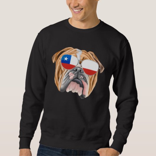 Chilean Flag Bulldog Dog Chile Pocket Trui (Voorkant)