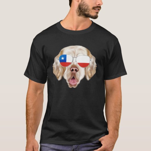 Chilean Flag Clumber Spaniel Dog Chile Pocket T-shirt (Voorkant)