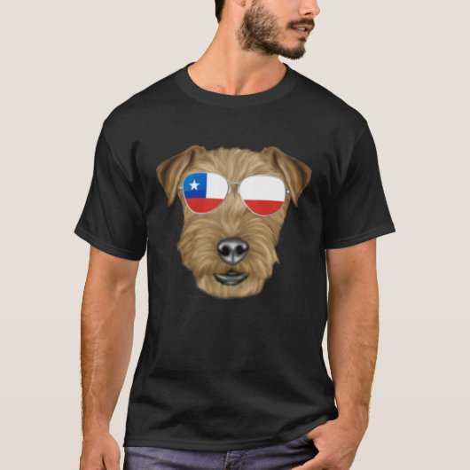 Chilean Flag Lakeland Terrier Dog Chile Pocket T-shirt (Voorkant)