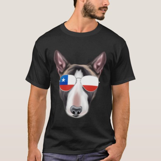 Chilean Flag Miniature Bull Terrier Dog Chile Pock T-shirt (Voorkant)