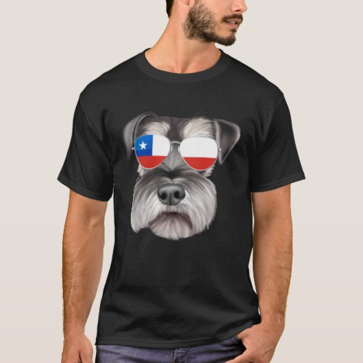 Chilean Flag Miniature Schnauzer Dog Chile Pocket T-shirt (Voorkant)