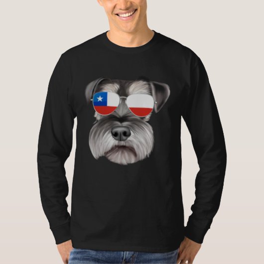 Chilean Flag Miniature Schnauzer Dog Chile Pocket T-shirt (Voorkant)