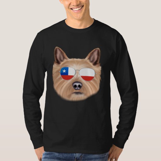 Chilean Flag Norwich Terrier Dog Chile Pocket T-shirt (Voorkant)