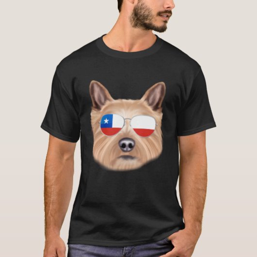 Chilean Flag Norwich Terrier Dog Chile Pocket T-shirt (Voorkant)