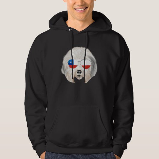 Chilean Flag Old English Sheepdog Dog Chile Pocket Hoodie (Voorkant)