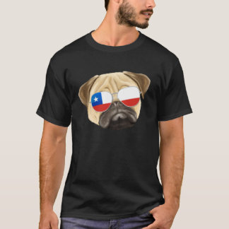 Chilean Flag Pug Dog Chile Pocket T-shirt