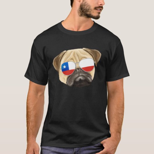 Chilean Flag Pug Dog Chile Pocket T-shirt (Voorkant)