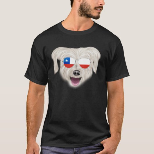 Chilean Flag Pyrenean Shepherd Dog Chile Pocket T-shirt (Voorkant)