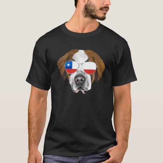 Chilean Flag St Bernard Dog Chile Pocket T-shirt (Voorkant)