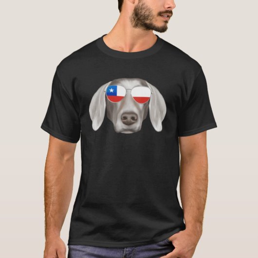 Chilean Flag Weimaraner Dog Chile Pocket T-shirt (Voorkant)