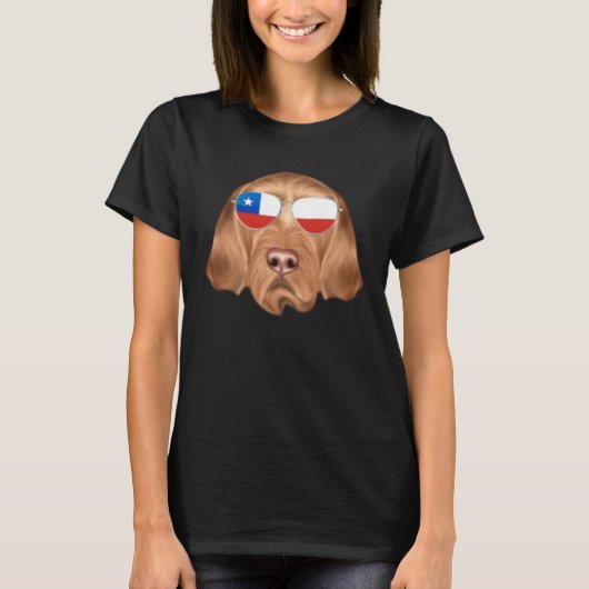 Chilean Flag Wirehaired Vizsla Dog Chile Pocket T-shirt (Voorkant)