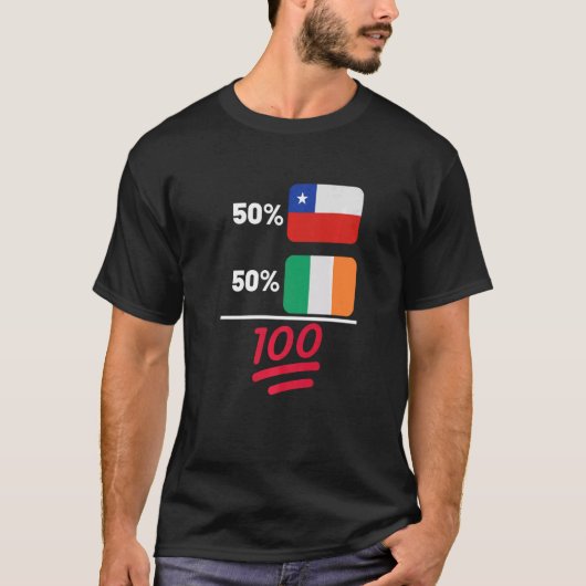 Chilean Plus Irish Mix Flag Heritage T-shirt (Voorkant)