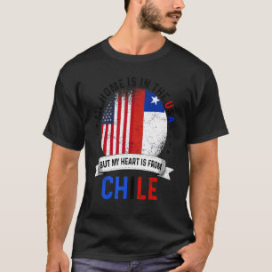 Chileens-Amerikaanse Patriottische Hart Is Van De T-shirt