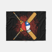 Chileens cricketracket en Ll vlag van Chili Fleece Deken (Voorkant (Horizontaal))