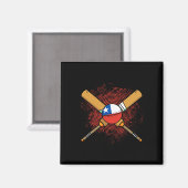 Chileens cricketracket en Ll vlag van Chili Magneet (Voorkant / Achterkant)