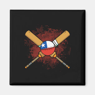 Chileens cricketracket en Ll vlag van Chili Magneet