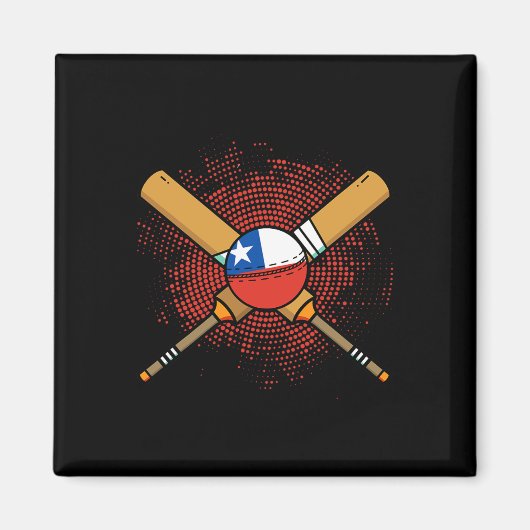 Chileens cricketracket en Ll vlag van Chili Magneet (Voorkant)
