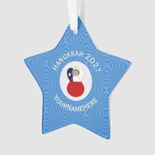 Chileense Angel Chanoeka Vlag gepersonaliseerd Ornament (voorkant)