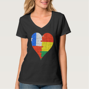 Chileense Boliviaanse vlag hart T-shirt