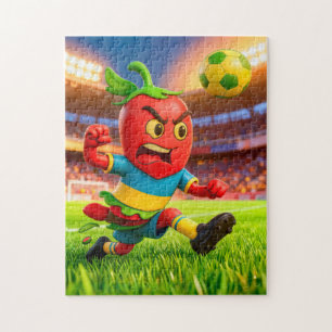 Chileense chilipeper-voetbalspeler in stadion legpuzzel