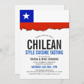 Chileense cuisine | Flag White Invite Kaart (Voorkant / Achterkant)
