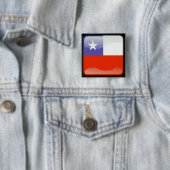 Chileense gepolijst vlag vierkante button 5,1 cm (In situ)